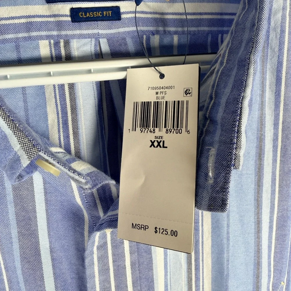 Polo Ralph Lauren Oxford Shirt Button Down Mens XXL Blue Striped Classic Fit NEW